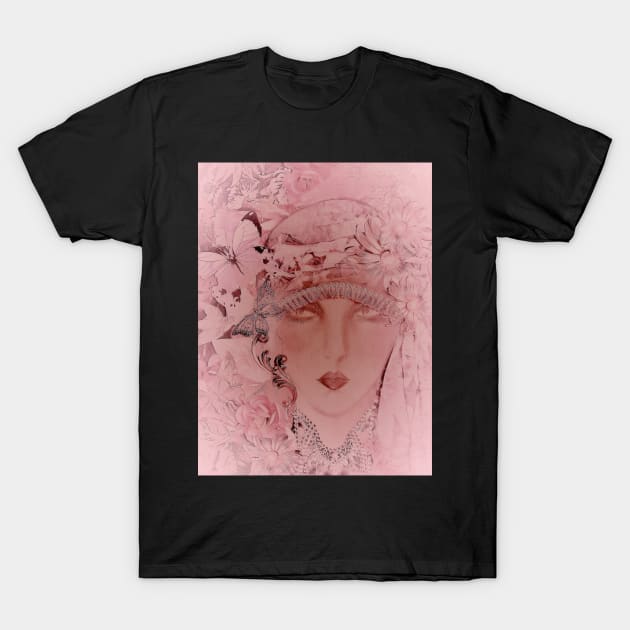 ART DECO PASTEL PINK FLAPPER COLLAGE POSTER PRINT T-Shirt by jacquline8689